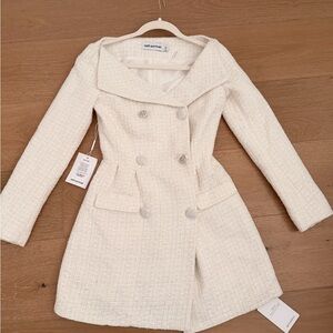 Self-Portrait Cream Double-Breasted Trench Coat